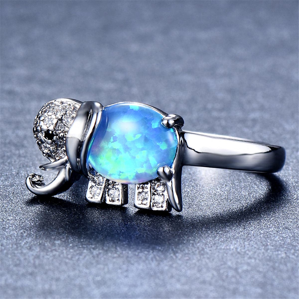 Blue Opal & cubic zirconia Elephant Ring - streetregion