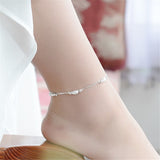 Fine Silver-Plated Frosted Olive Double-Strand Anklet