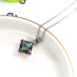 Crystal & Silver-Plated Princess-Cut Pendant Necklace - streetregion