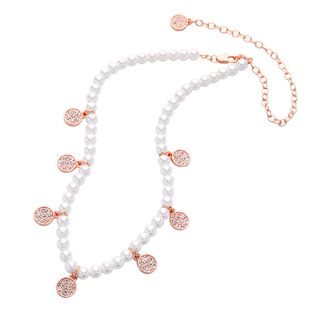 Cubic Zirconia and Pearl Station Necklace, pendant necklace for women, botanical inspired, lifestyle look