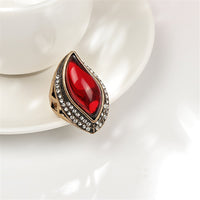 Red & 18k Gold-Plated Abstract Leaf Ring