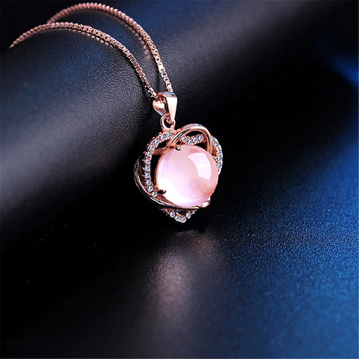 Pink Ross Quartz & 18K Rose Gold-Plated Heart Pendant Necklace