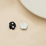 Black Enamel & Pearl Beauty Stud Earrings