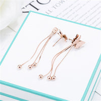 18k Rose Gold-Plated Butterfly Bead Drop Earrings - streetregion