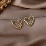 Cubic Zirconia & 18k Gold-Plated Interlocked Openwork Heart Stud Earrings