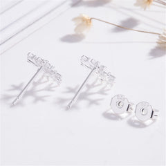 Cubic Zirconia & Silver-Plated Polished Snowflake Stud Earrings