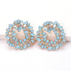 Light Blue Crystal & Cubic Zirconia 18K Gold Plated Botany Stud Earring