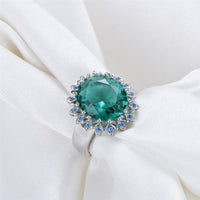 Green Crystal & cubic zirconia Floral Ring - streetregion