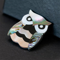 Abalone Shell & Silver-Plated Owl Brooch