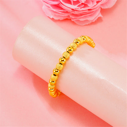 24K Gold-Plated Alternating Frosted Bead Bracelet, gold bracelet for women, everyday style, front view