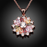 Cubic Zirconia & 18k Rose Gold-Plated Burst Pendant Necklace - streetregion