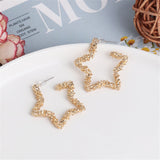 Goldtone Geometric Star Hoop Earrings