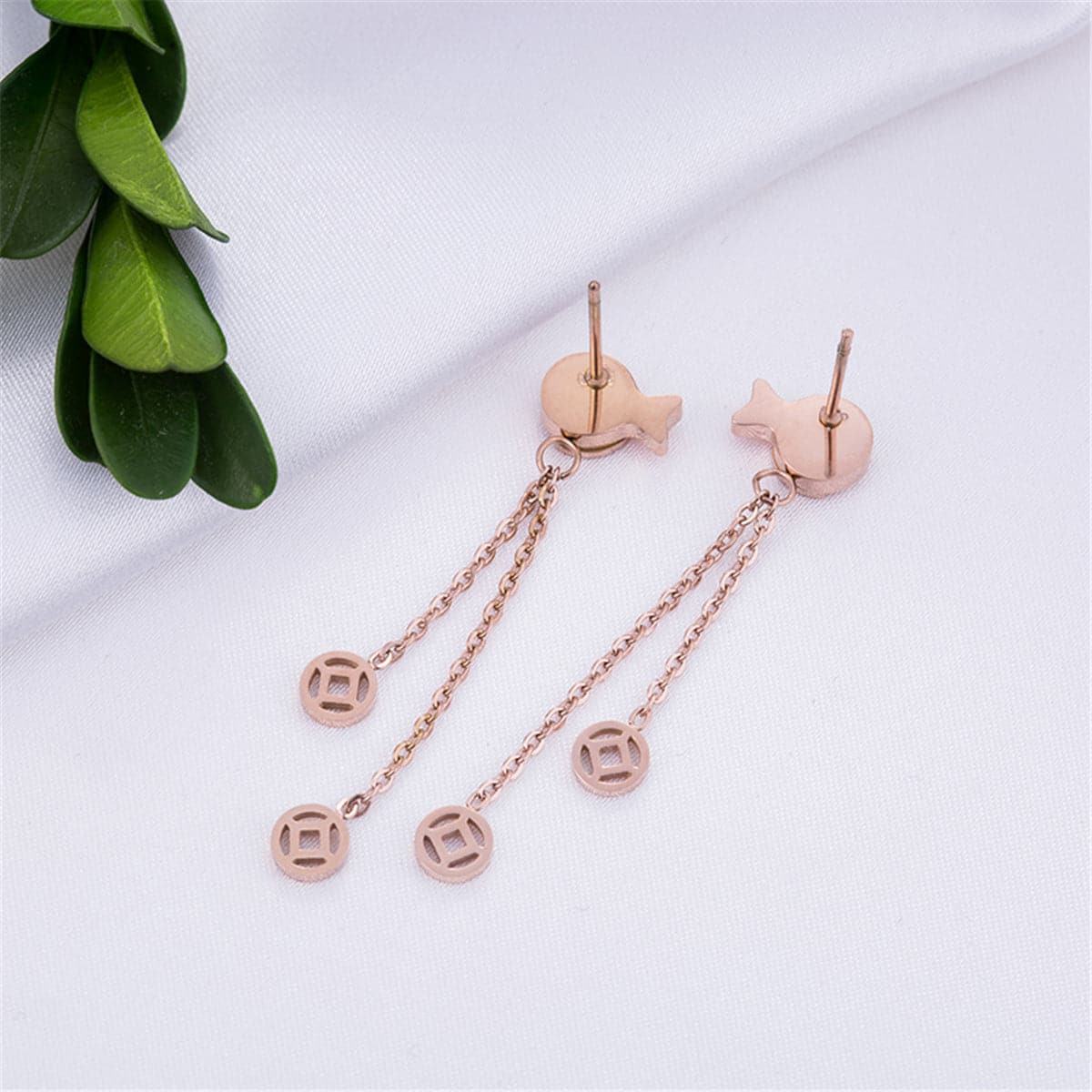 18K Rose Gold-Plated Fish Drop Earring