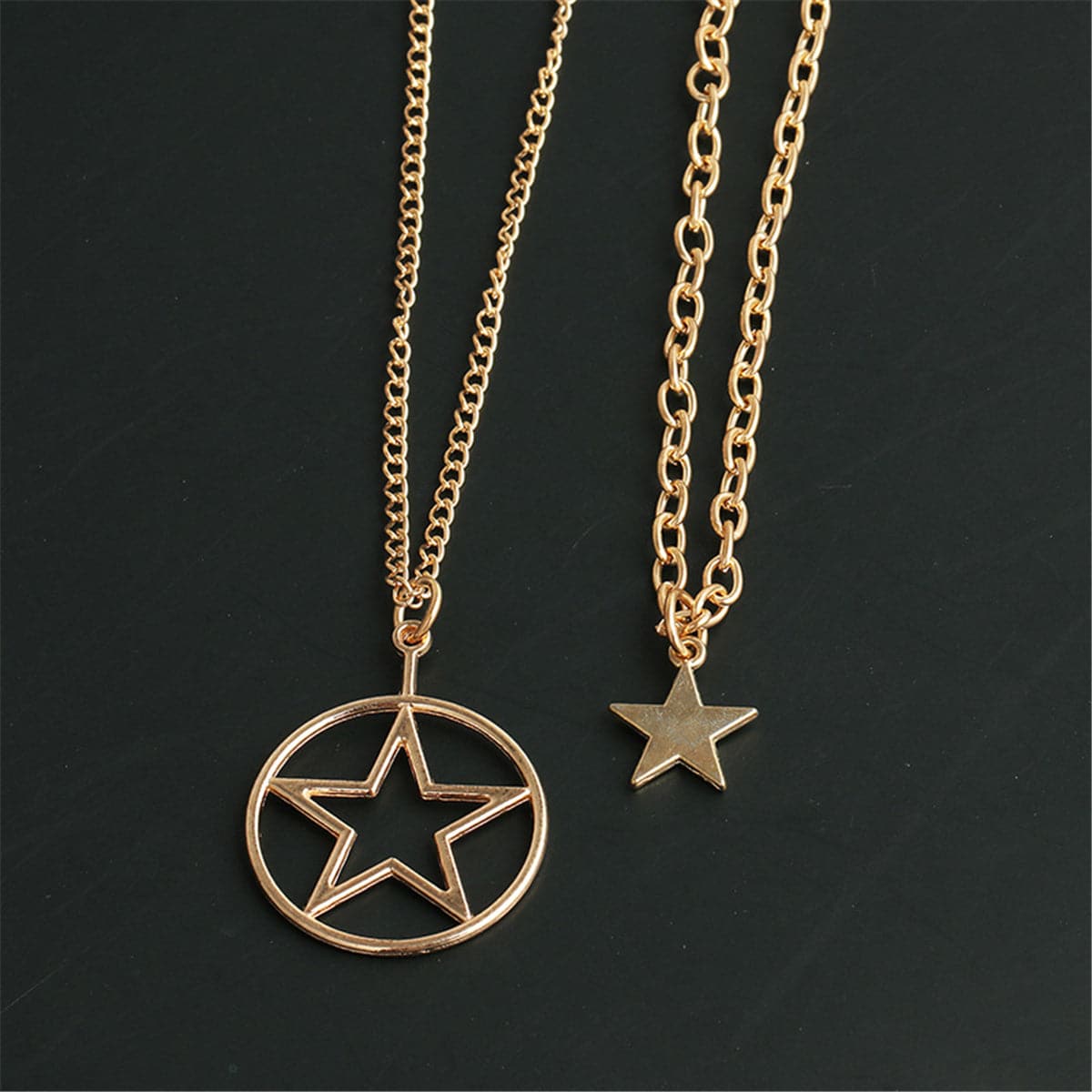 18K Gold-Plated Star Layered Pendant Necklace
