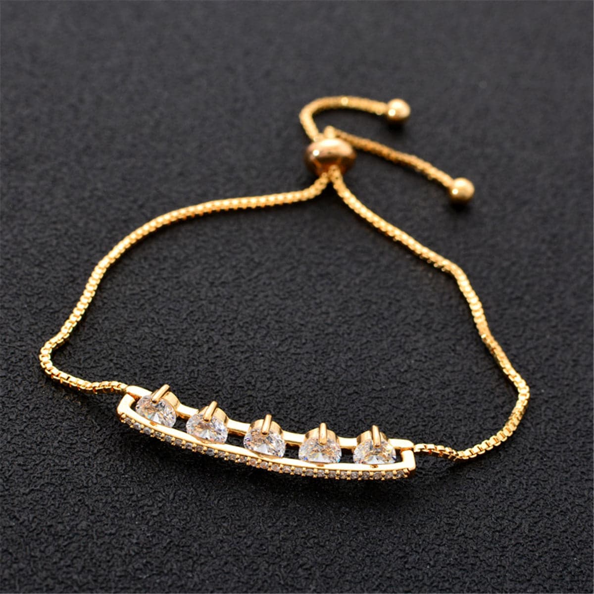 Cubic Zirconia & Crystal 18K Gold-Plated Adjustable Bracelet