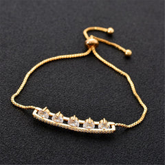 Cubic Zirconia & Crystal 18K Gold-Plated Adjustable Bracelet