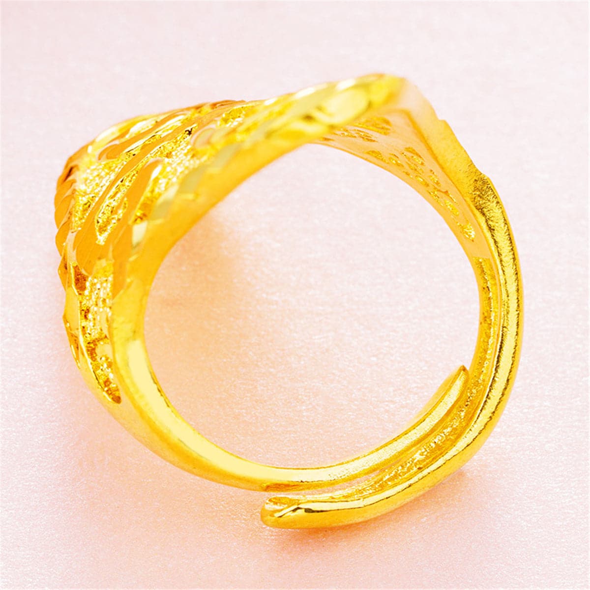 18K Gold-Plated Filigree Adjustable Bypass Ring, gold statement rings for women, elegant gift for her, lifestyle look