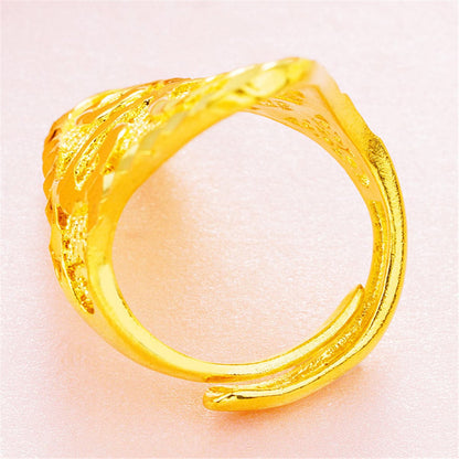 18K Gold-Plated Filigree Adjustable Bypass Ring, gold statement rings for women, elegant gift for her, lifestyle look