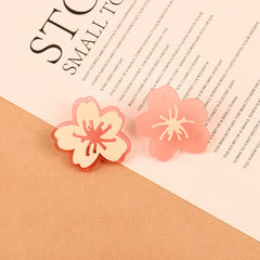 Pink Acrylic & 18K Gold-Plated Cherry Blossom Asymmetrical Stud Earrings