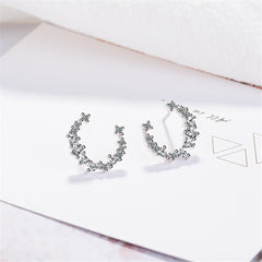 cubic zirconia & Silver-Plated Crescent Stud Earrings - streetregion