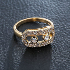 Cubic Zirconia & Crystal Goggle-Band Ring
