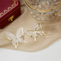 Cubic Zirconia & 18k Gold-Plated Mesh Butterfly Stud Earrings