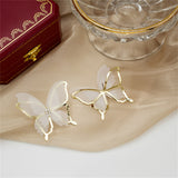 Cubic Zirconia & 18k Gold-Plated Mesh Butterfly Stud Earrings