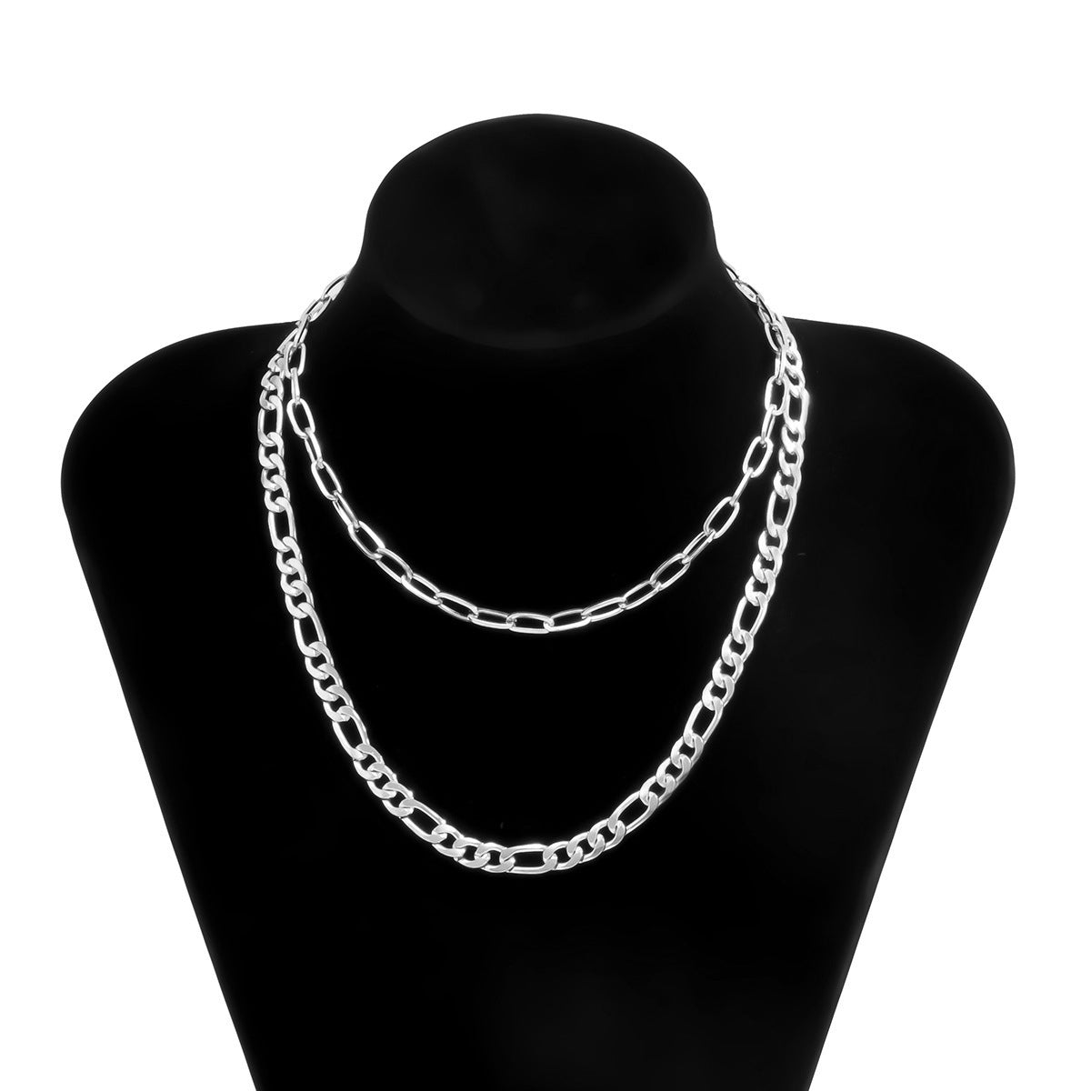 Silver-Plated Figaro Layered Necklace, silver pendant necklace for women, botanical inspired, lifestyle look