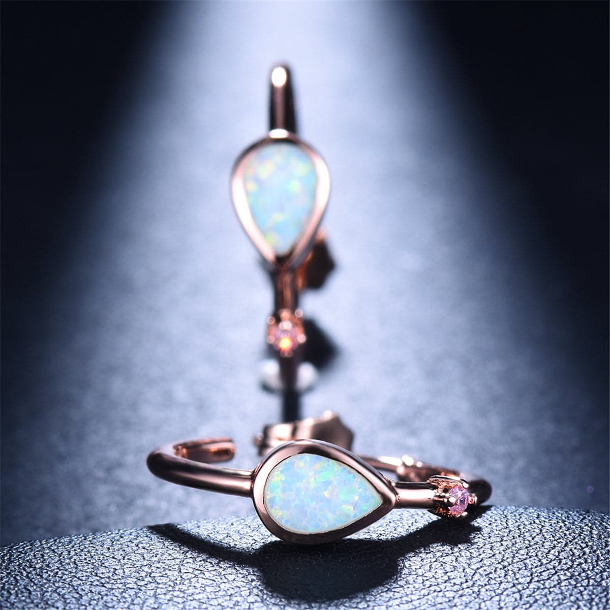 Opal & Pink Cubic Zirconia 18K Rose Gold-Plated Pear-Cut Hoop Earrings