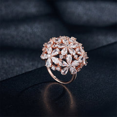 cubic zirconia & 18k Rose Gold-Plated Clover Ring - streetregion