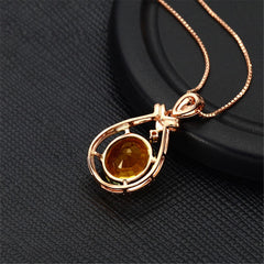 Yellow Cubic Zirconia & Crystal Teardrop Pendant Necklace