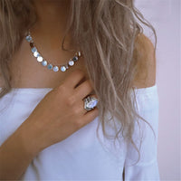 Moonstone & Silver-Plated Pear-Cut Ring