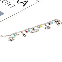 Multicolor Acrylic & Silver-Plated 'I Want To Believe' Alien Charm Bracelet