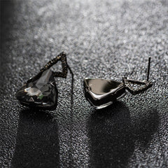 Gray & Rhodium-Plated Triangle Drop Earrings