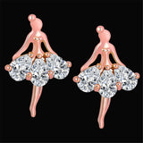 Crystal & 18k Rose Gold-Plated Ballerina Stud Earrings