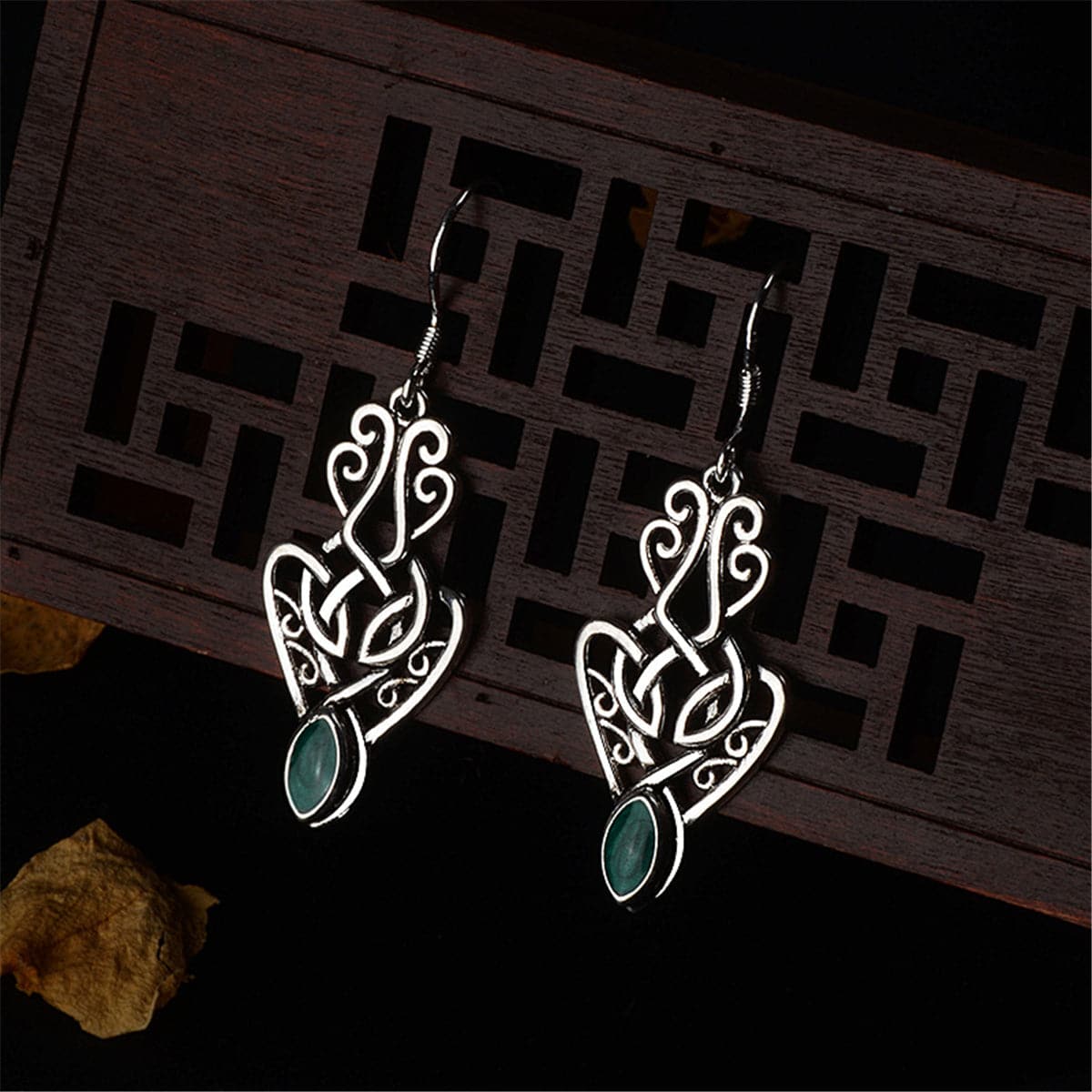 Enamel & Silver-Plated Filigree Drop Earrings