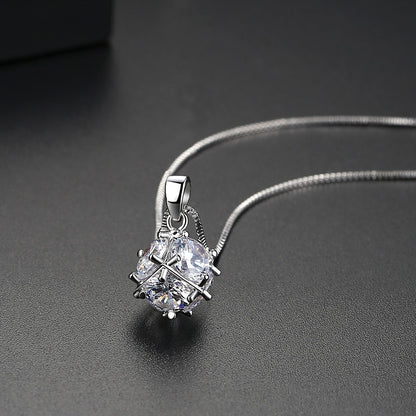 Crystal and Silver-Plated Wrapped Ball Pendant Necklace, silver pendant necklace for women, side view
