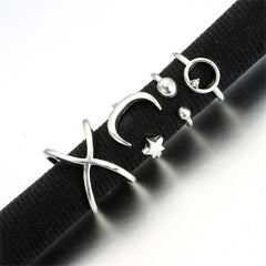Cubic Zirconia & Silver-Plated X Celestial Bypass Ring Set