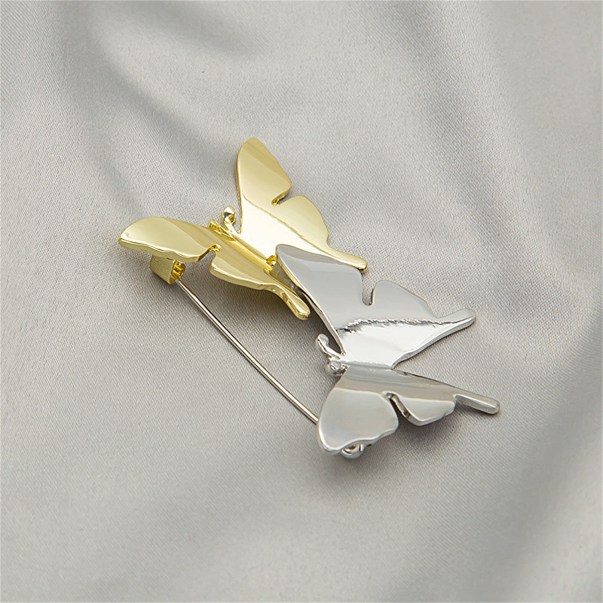 Two-Tone Double Butterfly Brooch