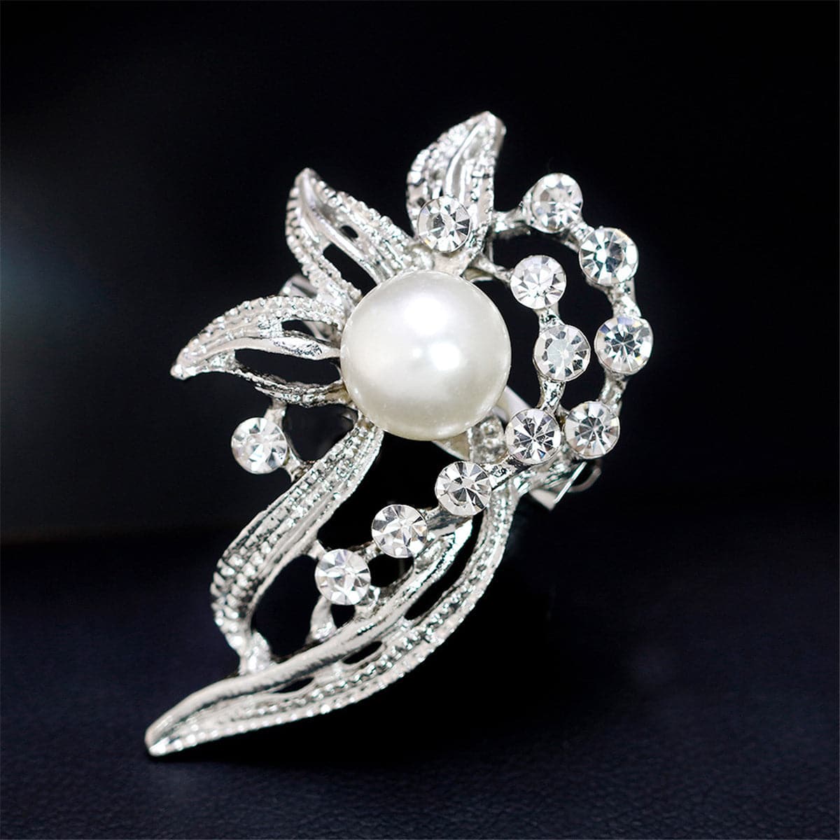 Pearl & Cubic Zirconia Silver-Plated Botany Brooch