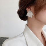 Pearl & Acrylic Silver-Plated Cluster Stud Earrings