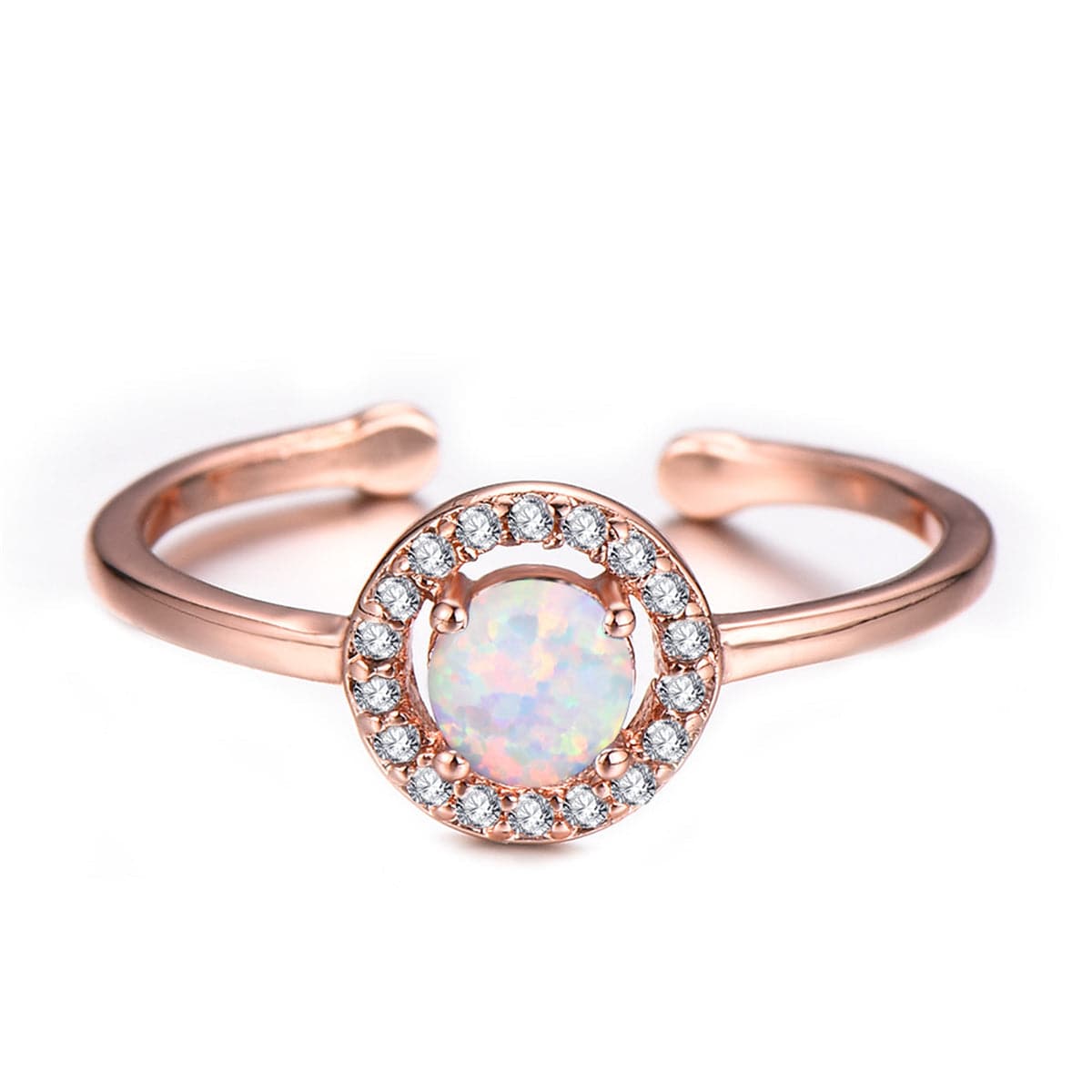 Opal & 18K Rose Gold-Plated Halo Open Ring
