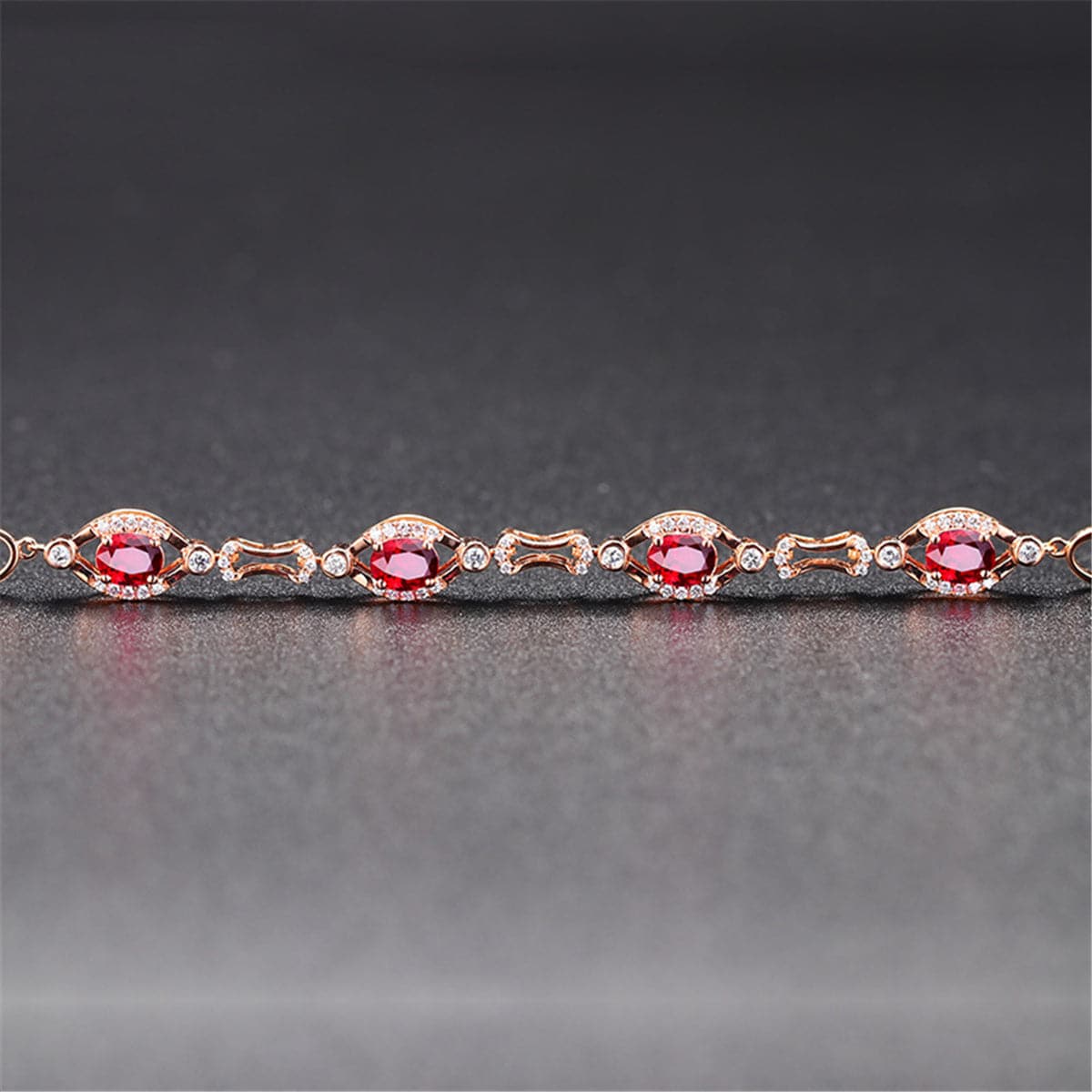 Green Crystal & 18K Rose Gold-Plated Halo Station Bracelet