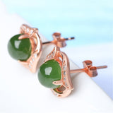 Jade & 18K Rose Gold-Plated Halo Ribbon Botany Stud Earrings