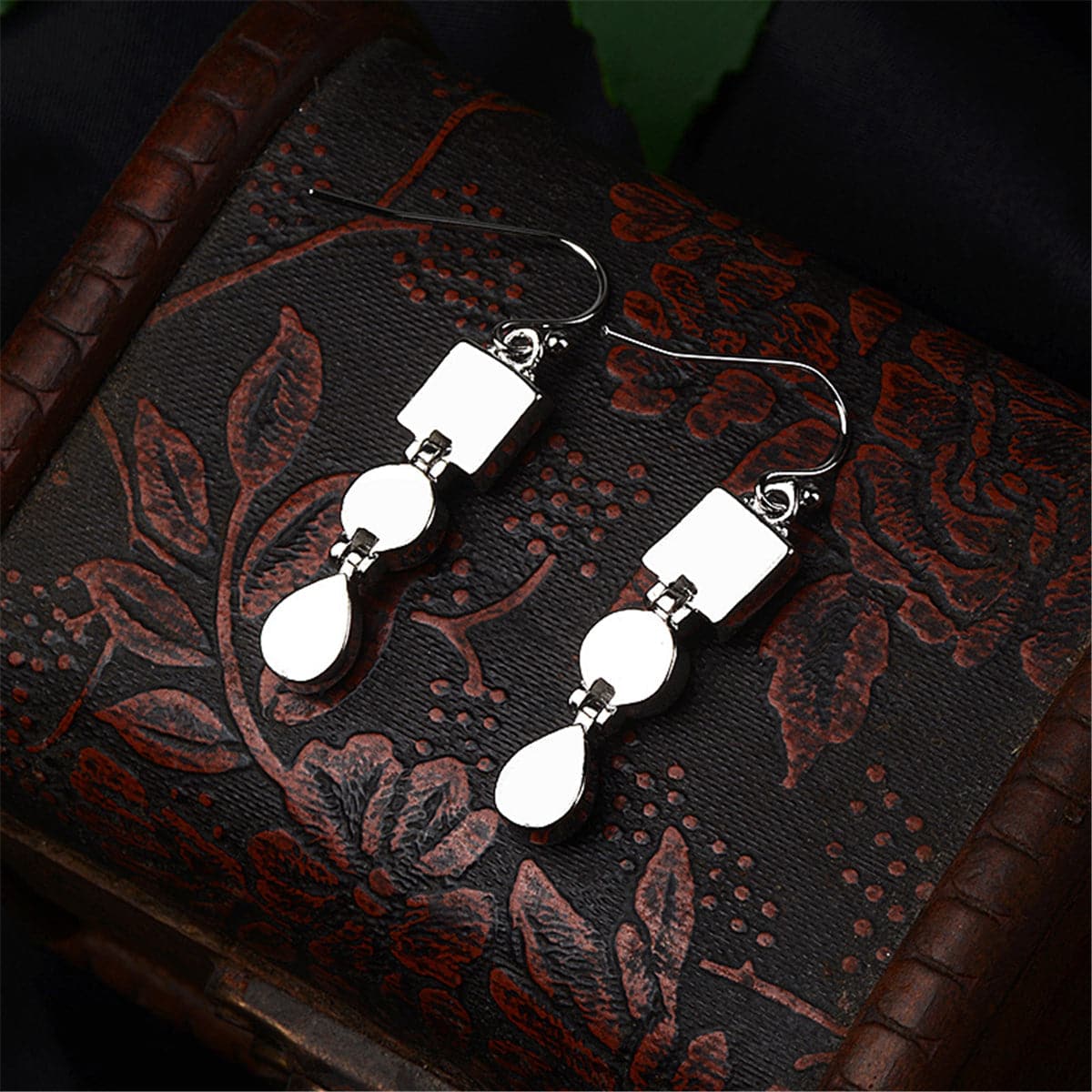 Purple Crystal & Silver-Plated Tri-Layer Drop Earrings - streetregion