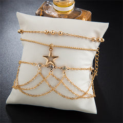 Cubic Zirconia & 18K Gold-Plated Chain-Drop Anklet Set