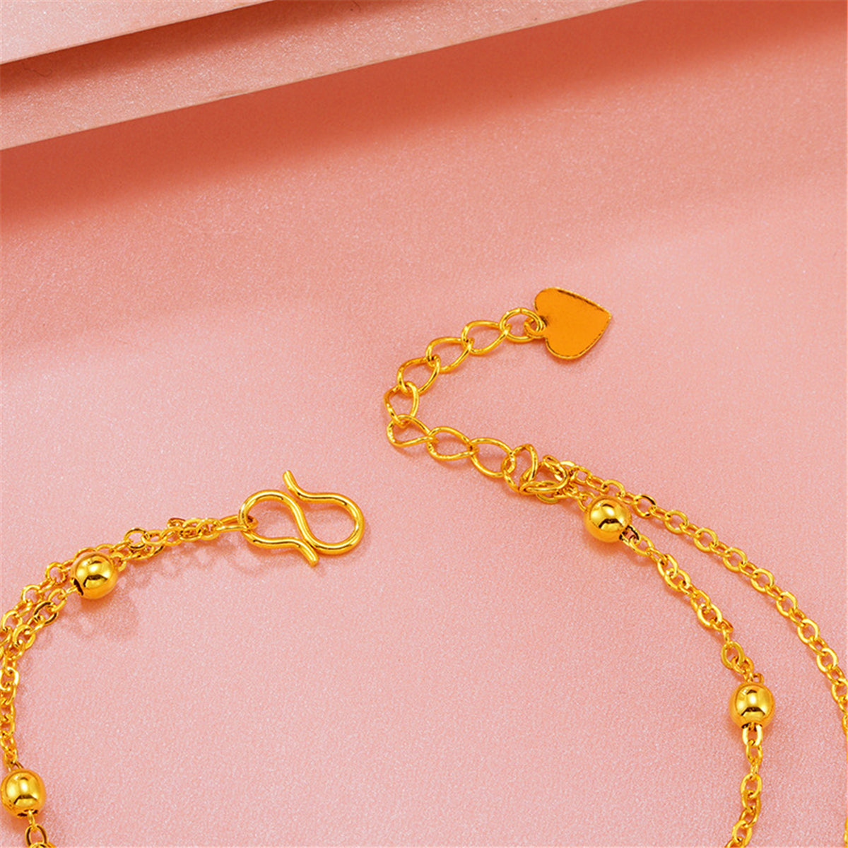 24K Gold-Plated Feather Layered Anklet, gold anklet bracelet, everyday style, detail close-up