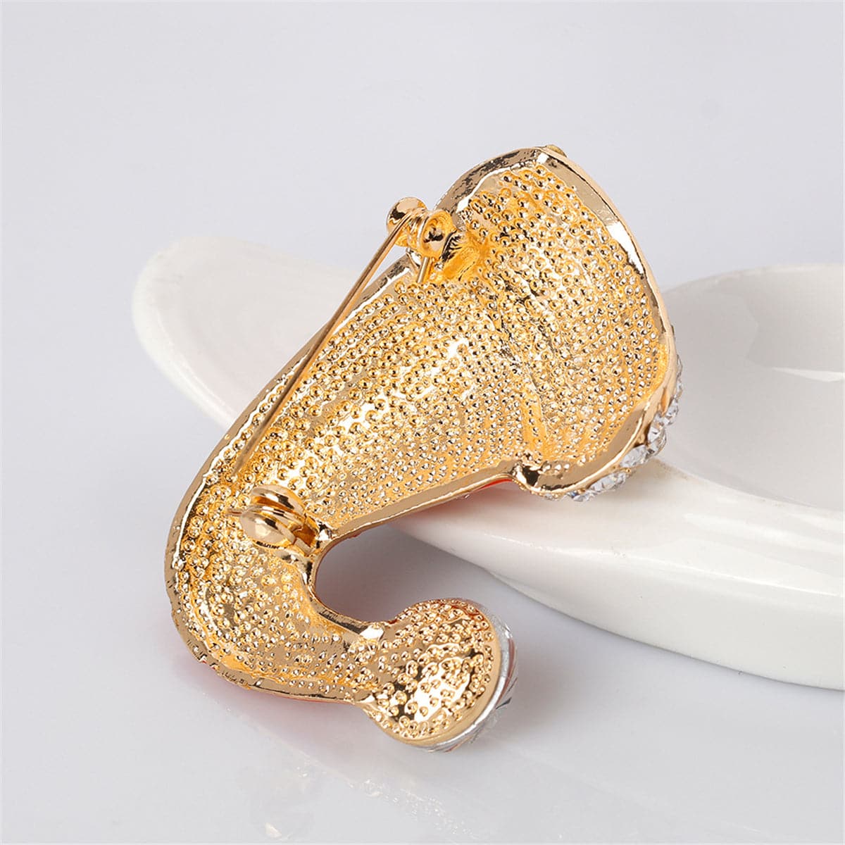Cubic Zirconia & 18K Gold-Plated Star Santa Hat Brooch
