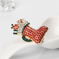 Cubic Zirconia & 18K Gold-Plated Stocking Boot Brooch