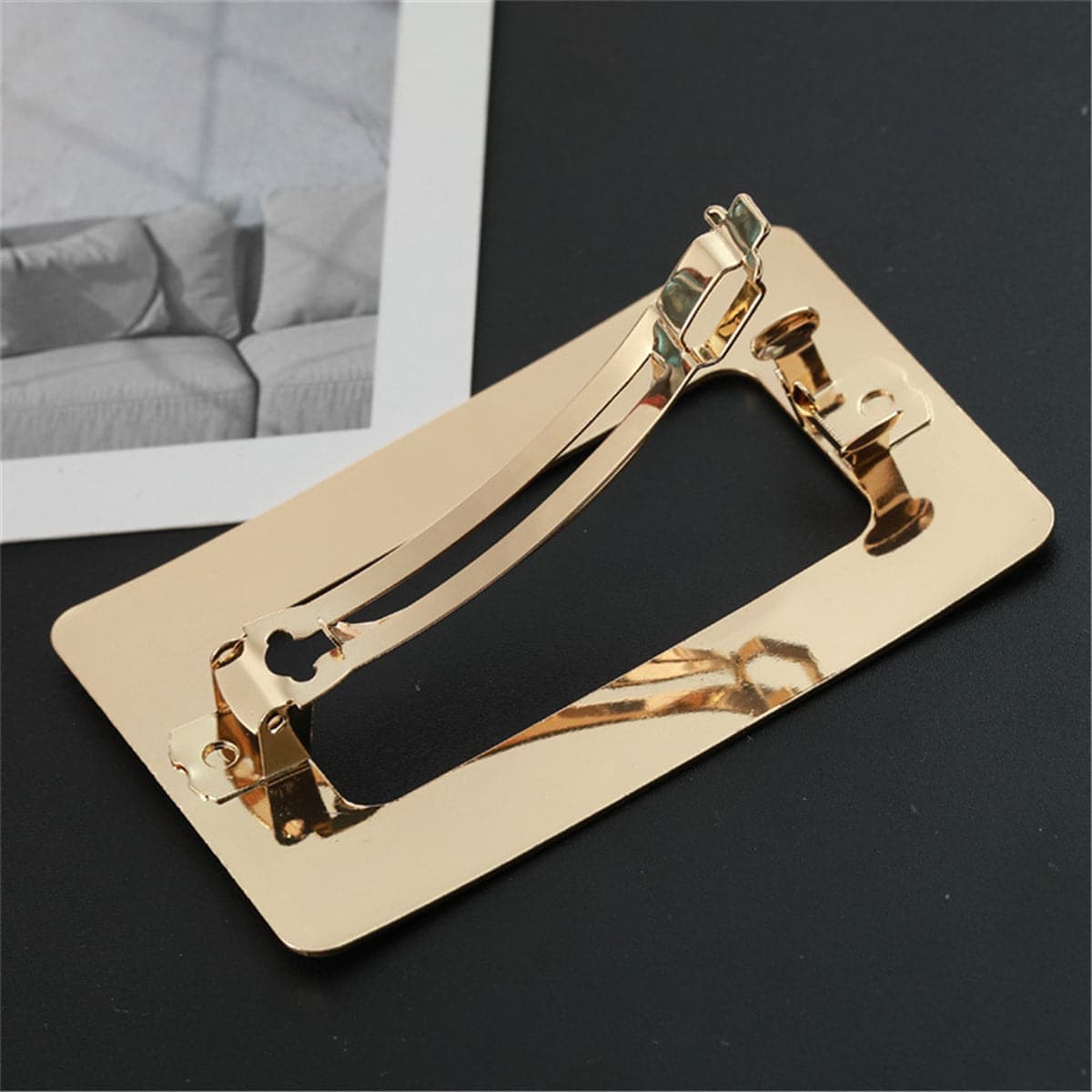 18K Gold-Plated Open Rectangle Hair Clip